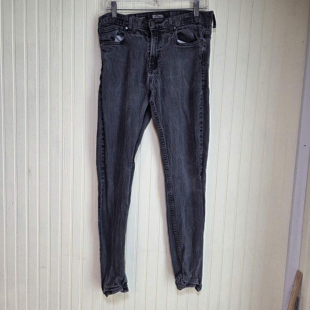 Michael Kors Jeans Mens 30x32 Gray Slim Skinny Stretch Denim Pants Dark Wash